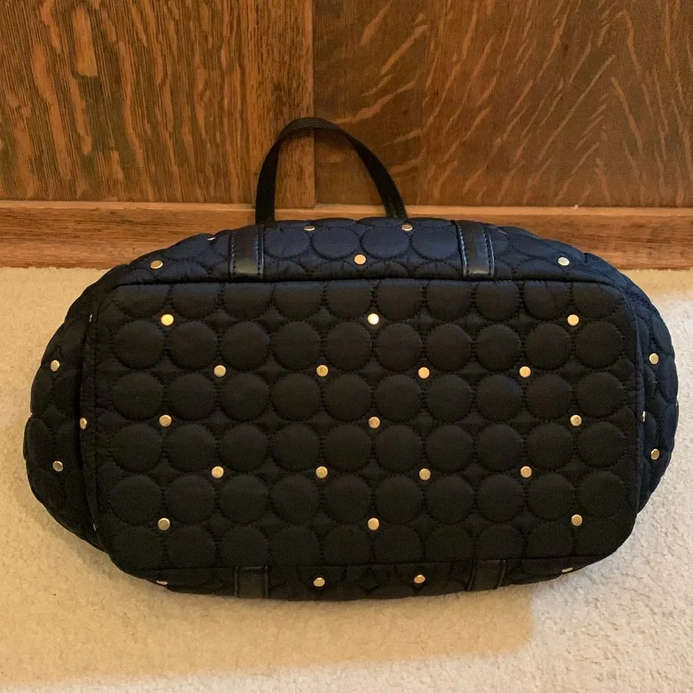 Rebecca Minkoff black and gold quilted baby bag